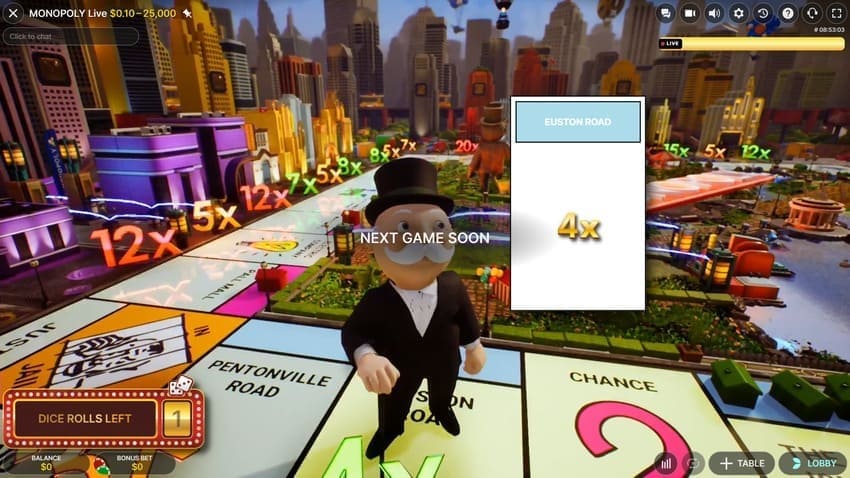 x4 Multiplier Bonus - Monopoly Live