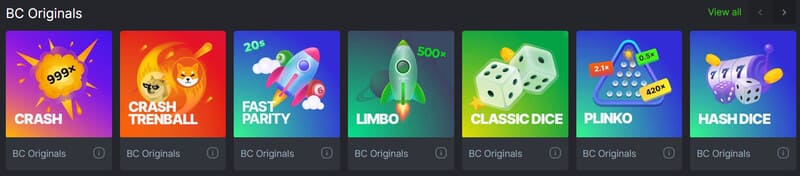 BC Originals Section at BC.Game Casino