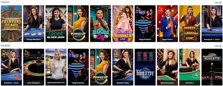Live Dealer Section at Qbet Casino