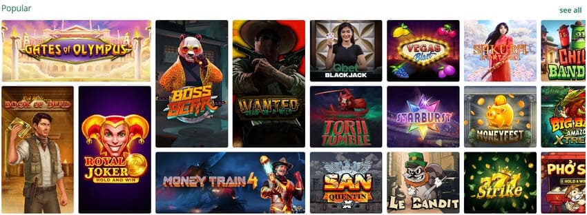 Slots Section at Qbet Casino